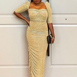 Gold Wedding Guest/ Evening Dress